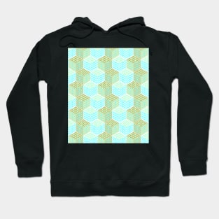 Cubes in teal and golden chevron Hoodie